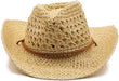 Sombrero unisex de paja tejida de ala ancha para protección solar - Quierox - Tienda Online