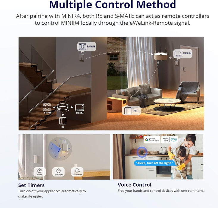 SONOFF MINIR4 Interruptor de luz WiFi inteligente, módulo universal - Quierox - Tienda Online