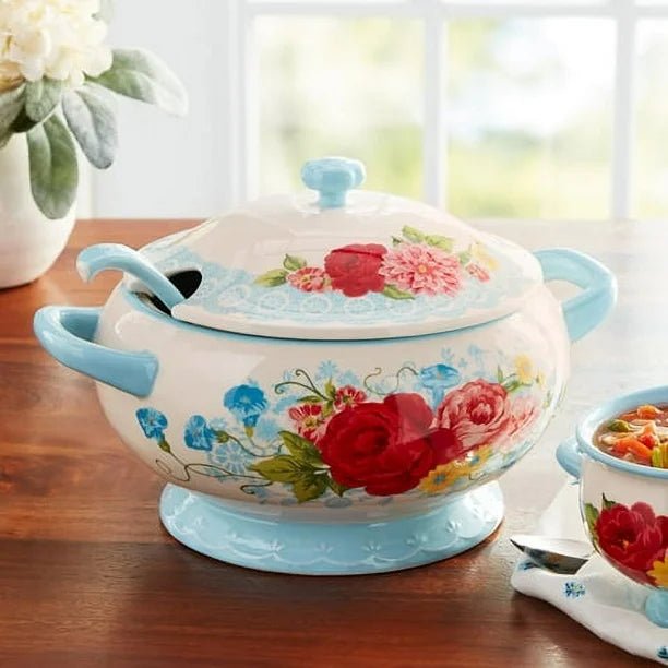 Sopera de cerámica azul turquesa Sweet Rose de 3,17 - Quierox - Tienda Online