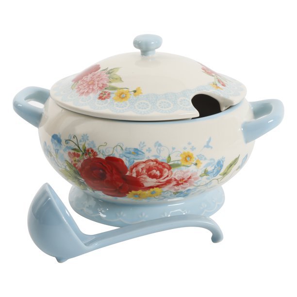 Sopera de cerámica azul turquesa Sweet Rose de 3,17 - Quierox - Tienda Online