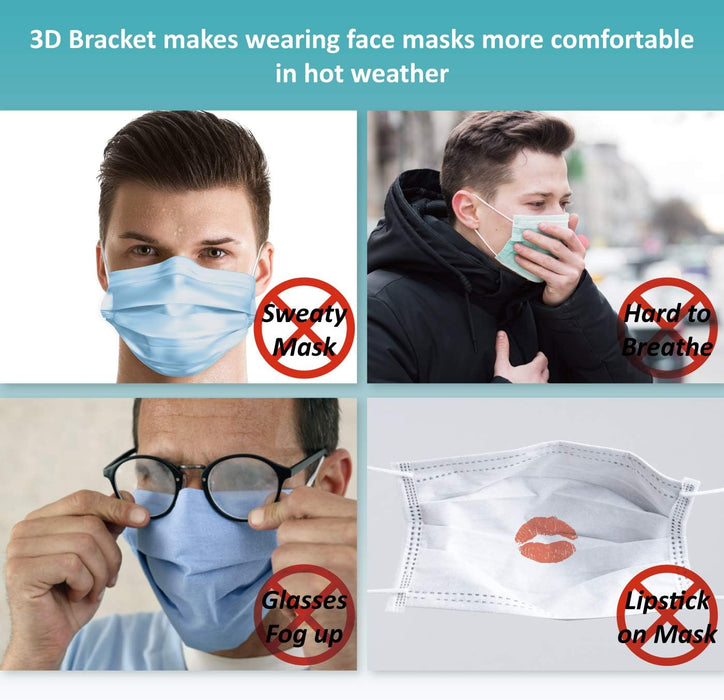 Soporte 3D para un uso cómodo de la mascarilla, Reutilizable, lavable y translúcido, paquete de 3 - Quierox - Tienda Online