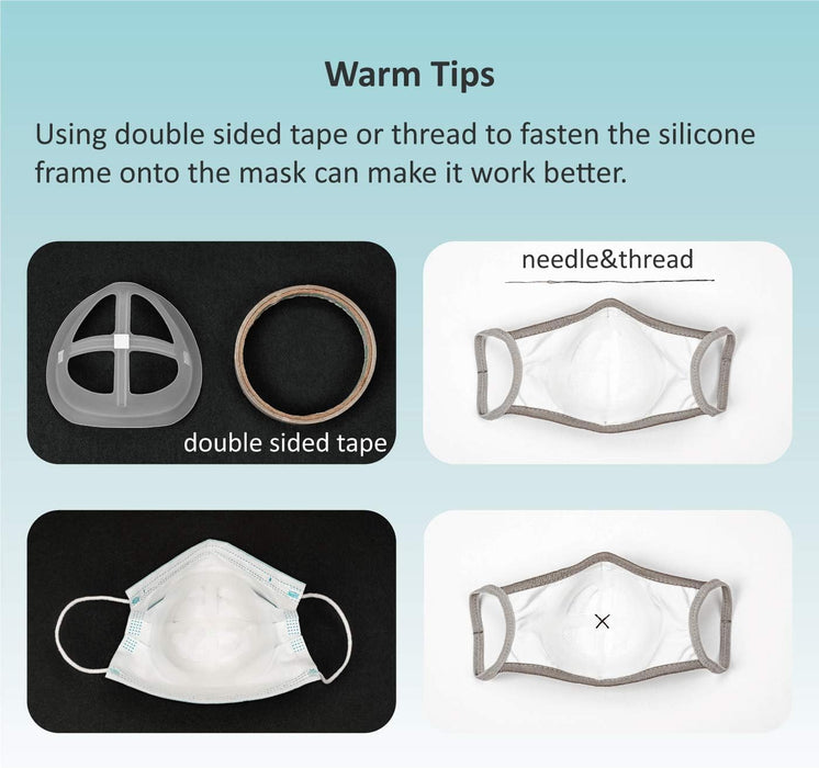 Soporte 3D para un uso cómodo de la mascarilla, Reutilizable, lavable y translúcido, paquete de 3 - Quierox - Tienda Online