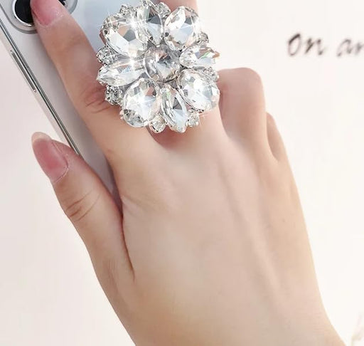 Soporte de anillo para teléfono celular con diamantes de imitación de gema blanca - Quierox - Tienda Online
