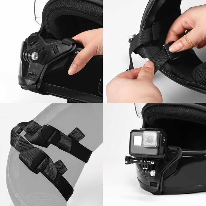 Soporte de correa de barbilla para casco de motocicleta compatible con GoPro Hero 13, 12... - Quierox - Tienda Online