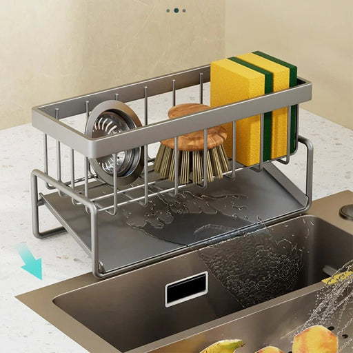 Soporte de fregadero de cocina de acero inoxidable, soporte para grifo, escurridor de jabón - Quierox - Tienda Online