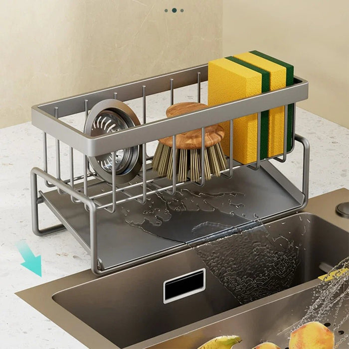 Soporte de fregadero de cocina de acero inoxidable, soporte para grifo, escurridor de jabón - Quierox - Tienda Online