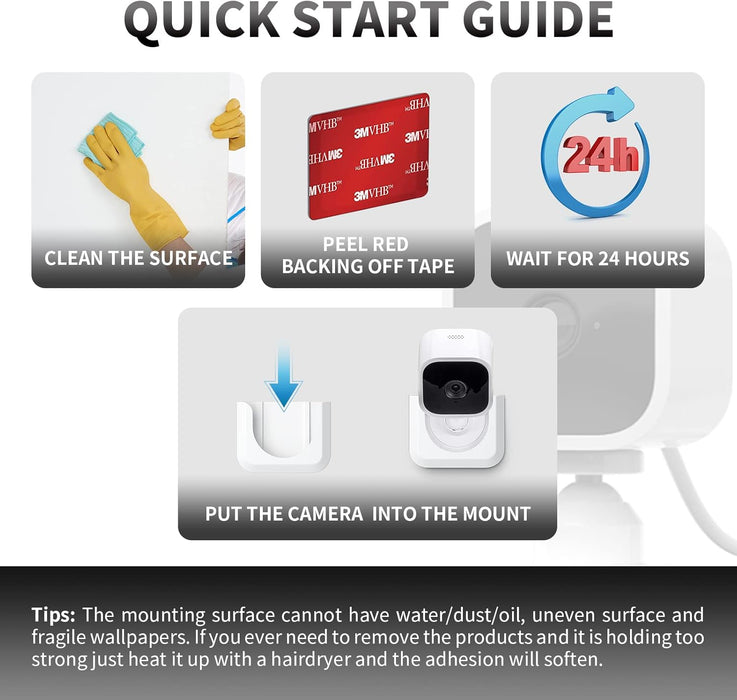 Soporte de pared adhesivo para cámara interior Blink Mini, soporte de pared adhesivo resistente - Quierox - Tienda Online