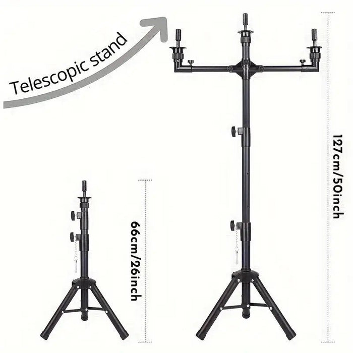 Soporte de peluca ajustable de 3 vías, trípode, soporte de cabeza de maniquí multifuncion - Quierox - Tienda Online