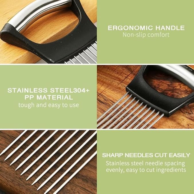 Soporte para cebollas, cortador de cebolla de acero inoxidable, para patatas, tomates, limones, aguacates - Quierox - Tienda Online