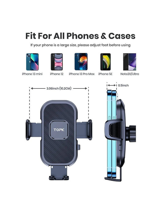 Soporte para teléfono de coche TOPK para rejilla de ventilación, con gancho y rotación de 360° - Quierox - Tienda Online