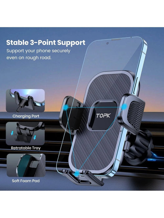 Soporte para teléfono de coche TOPK para rejilla de ventilación, con gancho y rotación de 360° - Quierox - Tienda Online