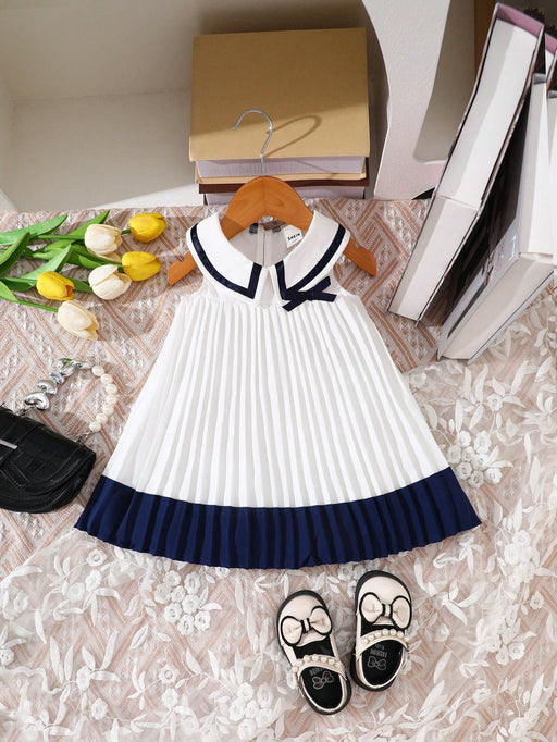 Souflis Souflis Vestido plisado de colores en bloque casual y lindo para niñas bebés - Quierox - Tienda Online