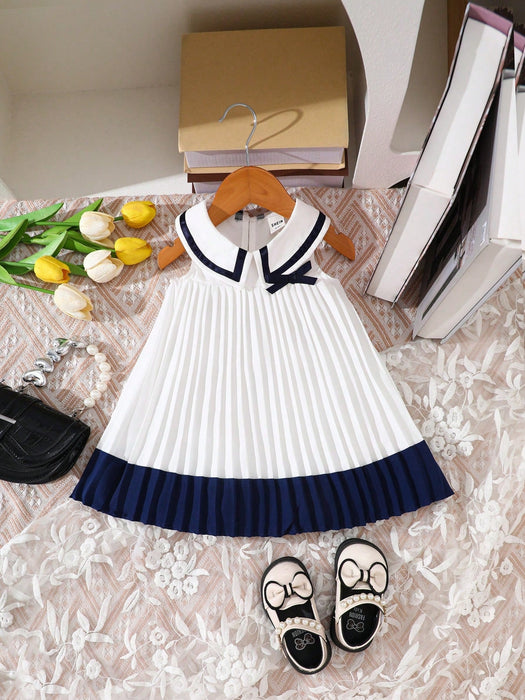 Souflis Souflis Vestido plisado de colores en bloque casual y lindo para niñas bebés - Quierox - Tienda Online