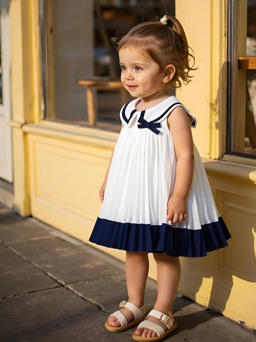 Souflis Souflis Vestido plisado de colores en bloque casual y lindo para niñas bebés - Quierox - Tienda Online