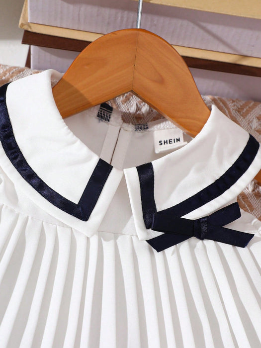 Souflis Souflis Vestido plisado de colores en bloque casual y lindo para niñas bebés - Quierox - Tienda Online