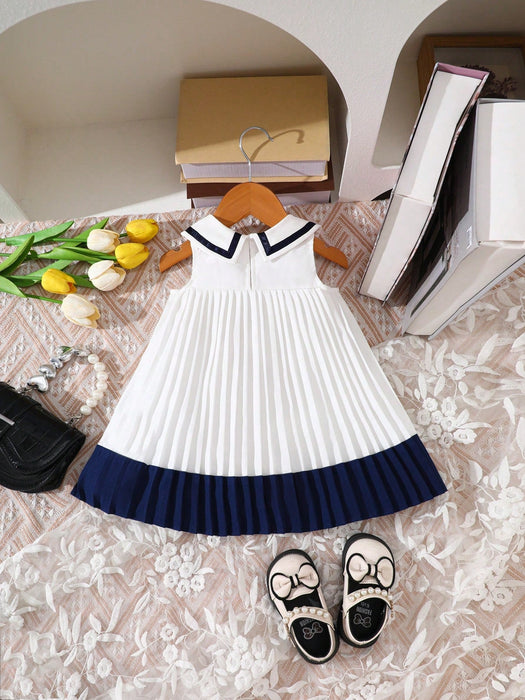 Souflis Souflis Vestido plisado de colores en bloque casual y lindo para niñas bebés - Quierox - Tienda Online