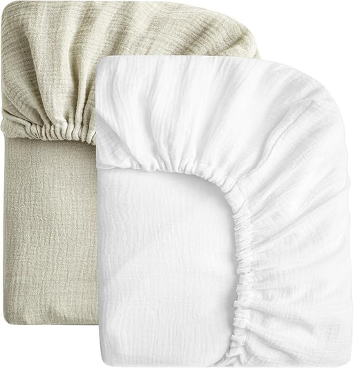SOULFUL Sábanas de muselina para cuna, para niños y niñas paquete de 2 (28 x 52 pulgadas, blanco y salvia niebla) - Quierox - Tienda Online
