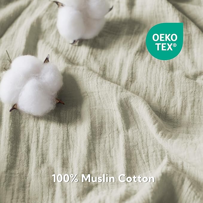 SOULFUL Sábanas de muselina para cuna, para niños y niñas paquete de 2 (28 x 52 pulgadas, blanco y salvia niebla) - Quierox - Tienda Online