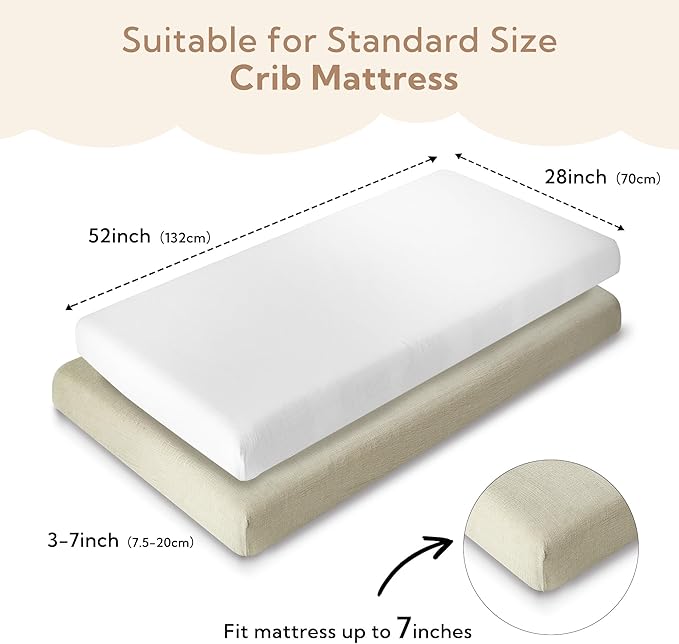 SOULFUL Sábanas de muselina para cuna, para niños y niñas paquete de 2 (28 x 52 pulgadas, blanco y salvia niebla) - Quierox - Tienda Online