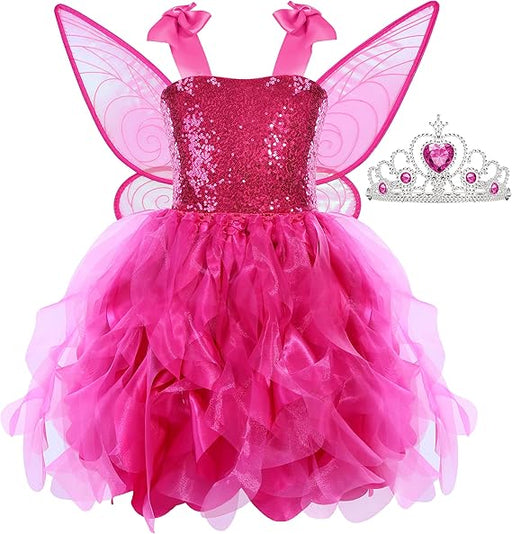 Soyoekbt Disfraz de hada para niñas, vestido de tutú de princesa con alas de mariposa - Quierox - Tienda Online