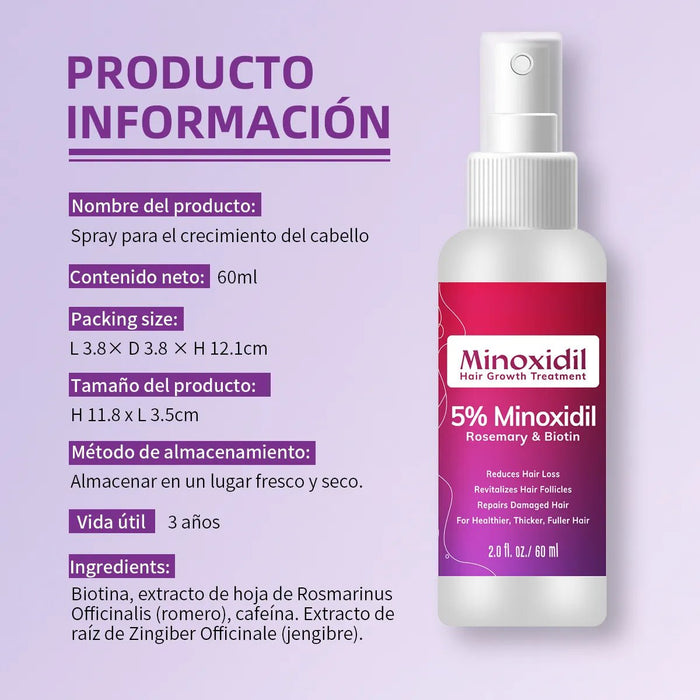 Spray Minoxidil 5% Crecimiento Sérum Para Cabello Y Barba - Quierox - Tienda Online