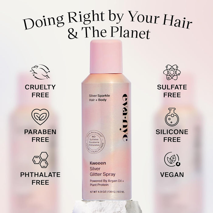 Spray para el cabello y el cuerpo con purpurina plateada Kweeen de Eva NYC, 4.9 oz - Quierox - Tienda Online