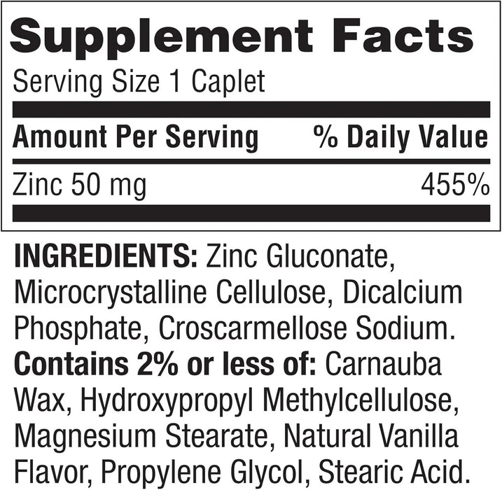 Spring Valley Zinc 50 mg, 200 unidades, cápsulas de suplemento dietético para la salud inmunológica - Quierox - Tienda Online