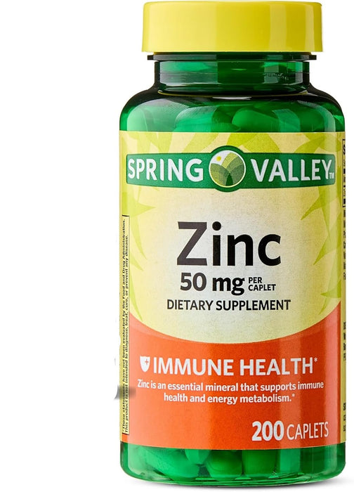 Spring Valley Zinc 50 mg, 200 unidades, cápsulas de suplemento dietético para la salud inmunológica - Quierox - Tienda Online