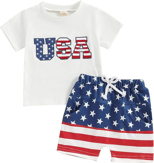 Springcmy Conjunto de 2 piezas de camiseta de manga corta para el 4 de julio - Quierox - Tienda Online