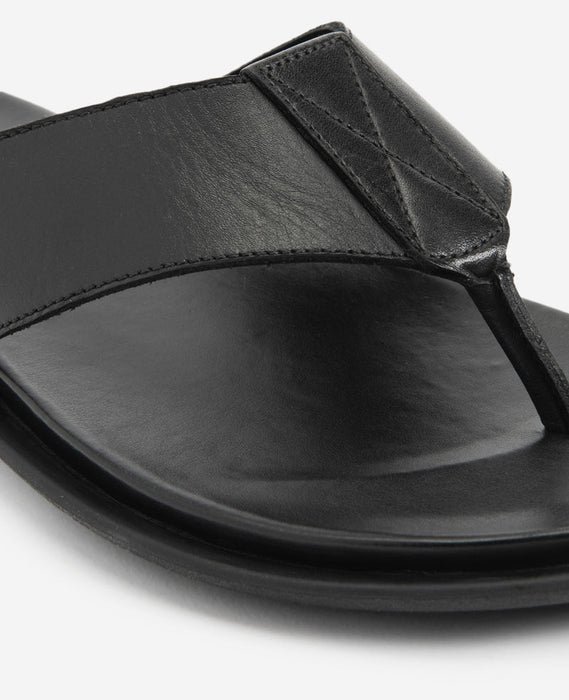 Sandalias planas de cuero negro Kenneth Cole Sand