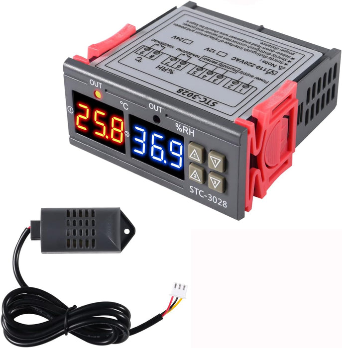 STC-3028 Controlador de temperatura 110-220V Medidor de temperatura y humedad - Quierox - Tienda Online