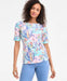 Style & Co Top de manga corta con cuello redondo Petite Iris Dreams - Quierox - Tienda Online