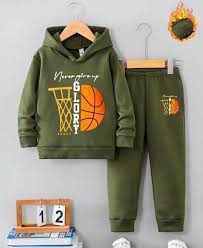 Sudadera Casual con Estampados de Letras de Baloncesto para Niños, Combinada con Pantalones Slim - Fit - Quierox - Tienda Online