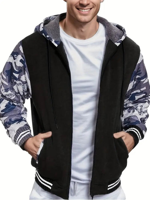 Sudadera con Capucha de Camuflaje y Forro Polar para Hombre con Cremallera - Quierox - Tienda Online
