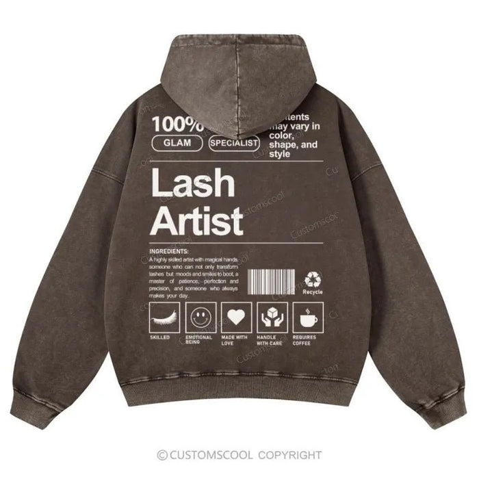 Sudadera con capucha lavada informal Lash Artist Customscool - Quierox - Tienda Online