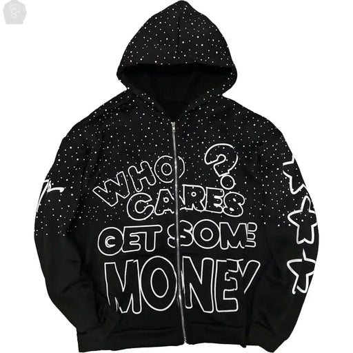 Sudadera con capucha y cremallera con estampado de letras llamativas Y2K para mujer y hombre - Quierox - Tienda Online