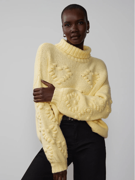 Suéter de cuello alto con corazón y pompón - Quierox - Tienda Online