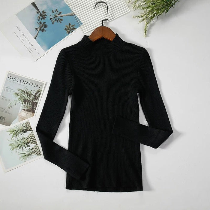 Suéter de cuello alto para mujer, jerséis suaves de punto, jerséis de Cachemira, suéteres básicos sólidos suaves - Quierox - Tienda Online