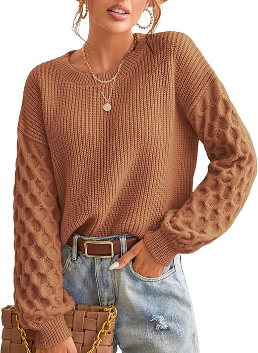 Suéter de mujer CUPSHE de manga larga con cuello redondo y punto trenzado - Quierox - Tienda Online