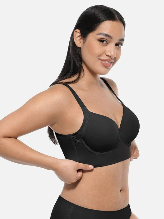 Sujetador negro con aros, efecto push - up, moldeador - Quierox - Tienda Online
