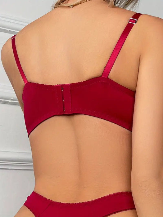 Sujetador push up de encaje en contraste, cómodo y transpirable con lazo, lencería y ropa interior para mujer - Quierox - Tienda Online