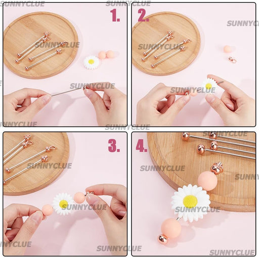 SUNNYCLUE 20 llaveros con cuentas, barras en blanco - Quierox - Tienda Online