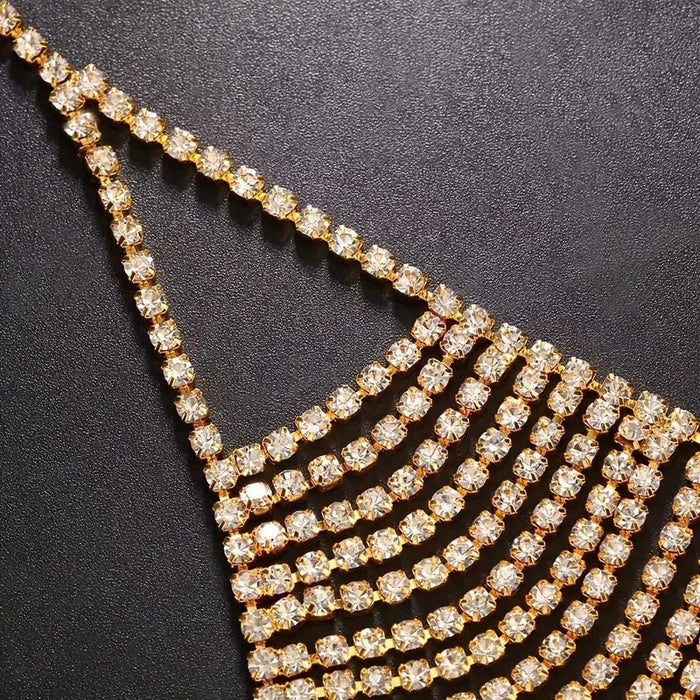 Super Brillante Top de Cosecha de Cadena de Pecho de Capas Múltiples con Rhinestone - Quierox - Tienda Online