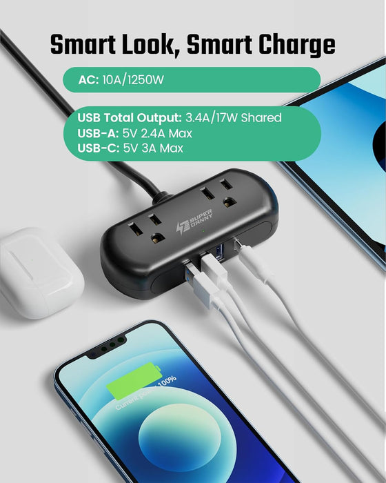SUPERDANNY Mini Regleta de alimentación con USB - Quierox - Tienda Online