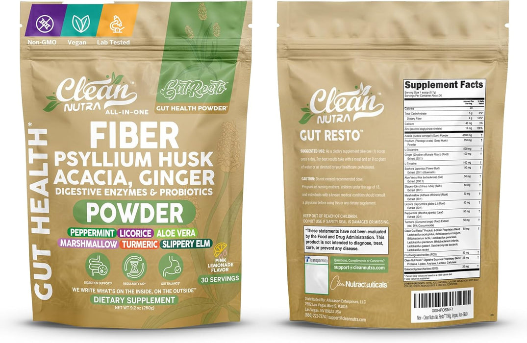 Suplemento de fibra GutResto en polvo de cáscara de psyllium probiótico salud intestinal - Quierox - Tienda Online