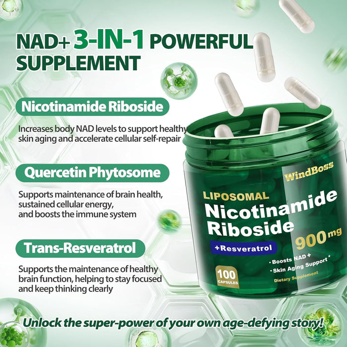 Suplemento liposomal NAD+ con ribósido de nicotinamida y resveratrol 100 cápsulas - Quierox - Tienda Online