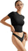 SUUKSESS Camiseta básica ajustada con doble forro para mujer, cuello redondo, manga corta - Quierox - Tienda Online