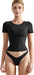 SUUKSESS Camiseta básica ajustada con doble forro para mujer, cuello redondo, manga corta - Quierox - Tienda Online