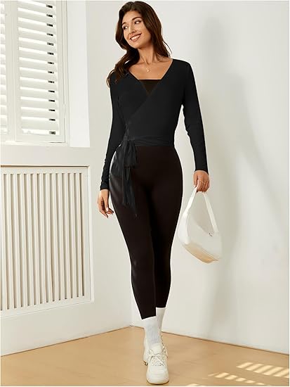 SweatyRocks Conjunto de pilates para mujer coqueta de ballet de manga larga - Quierox - Tienda Online