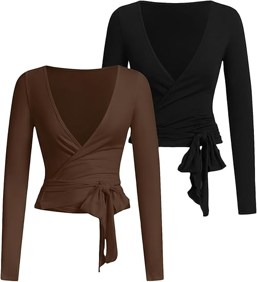 SweatyRocks Conjunto de pilates para mujer coqueta de ballet de manga larga - Quierox - Tienda Online